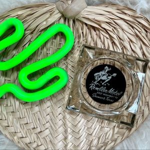 Vintage Rambler Motel Rare Western Cowboy Texas clear Glass Square Ashtray